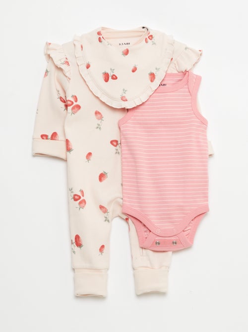 Ensemble dors-bien + bavoir + body - 3 pièces - Kiabi