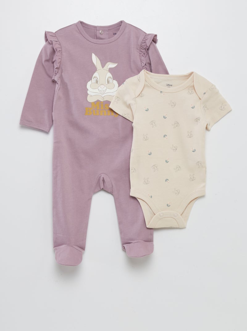 Ensemble dors-bien et body 'Miss Bunny' - 2 pièces Violet/beige - Kiabi