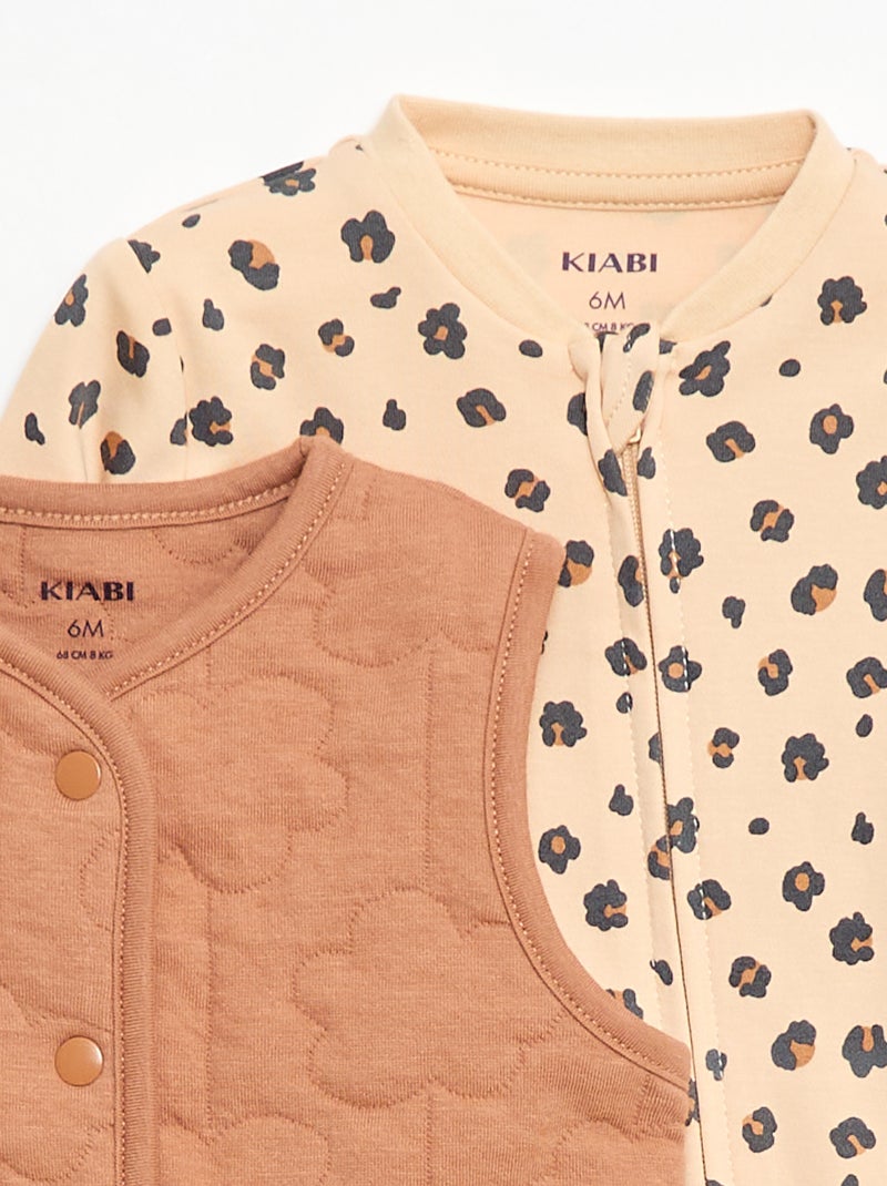 Ensemble dors-bien + gilet matelassé Marron - Kiabi
