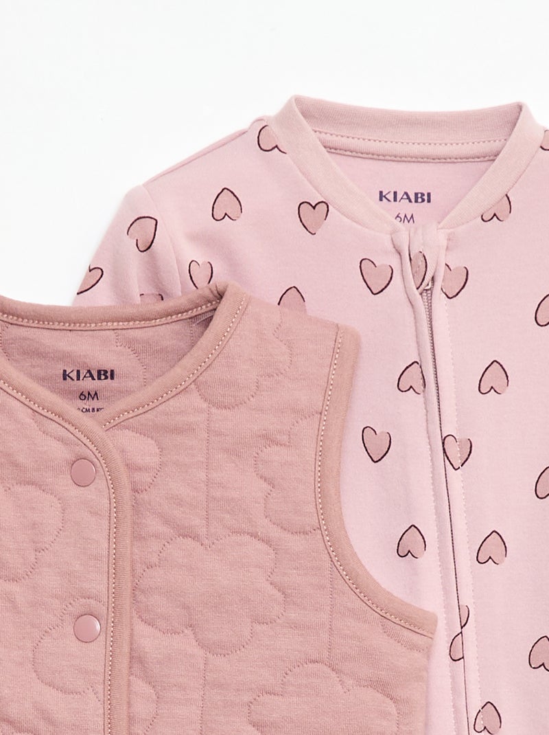 Ensemble dors-bien + gilet matelassé Rose - Kiabi