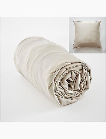 Ensemble drap housse + 2 taies - en satin de bambou - Salomé
