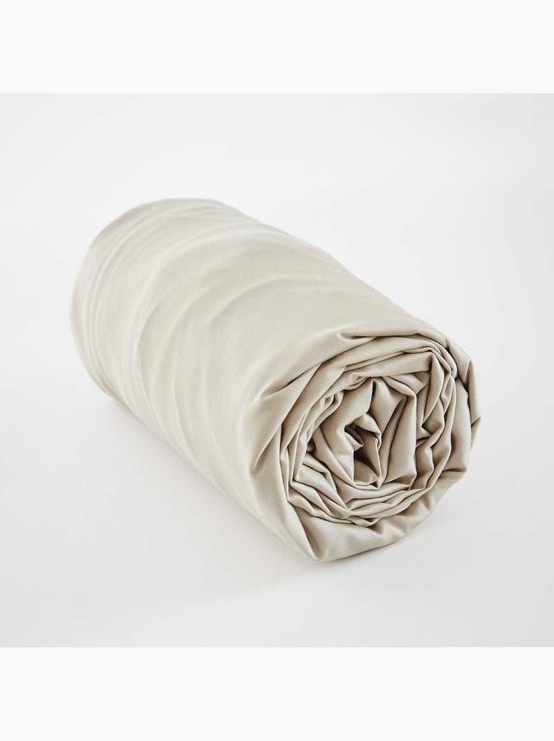 Ensemble drap housse + 2 taies - en satin de bambou - Salomé Beige naturel - Kiabi