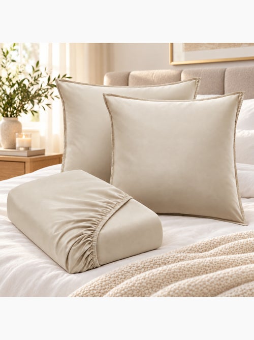 Ensemble drap housse + 2 taies - en satin de bambou - salomé - Kiabi