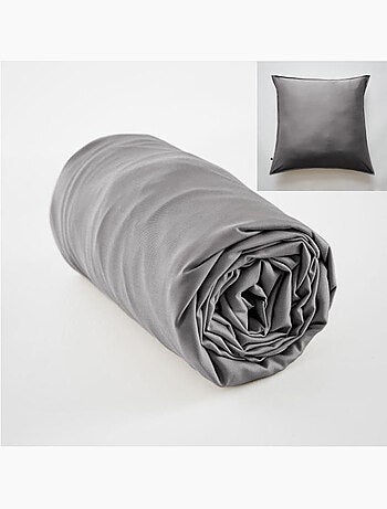 Ensemble drap housse + 2 taies - en satin de bambou - Salomé