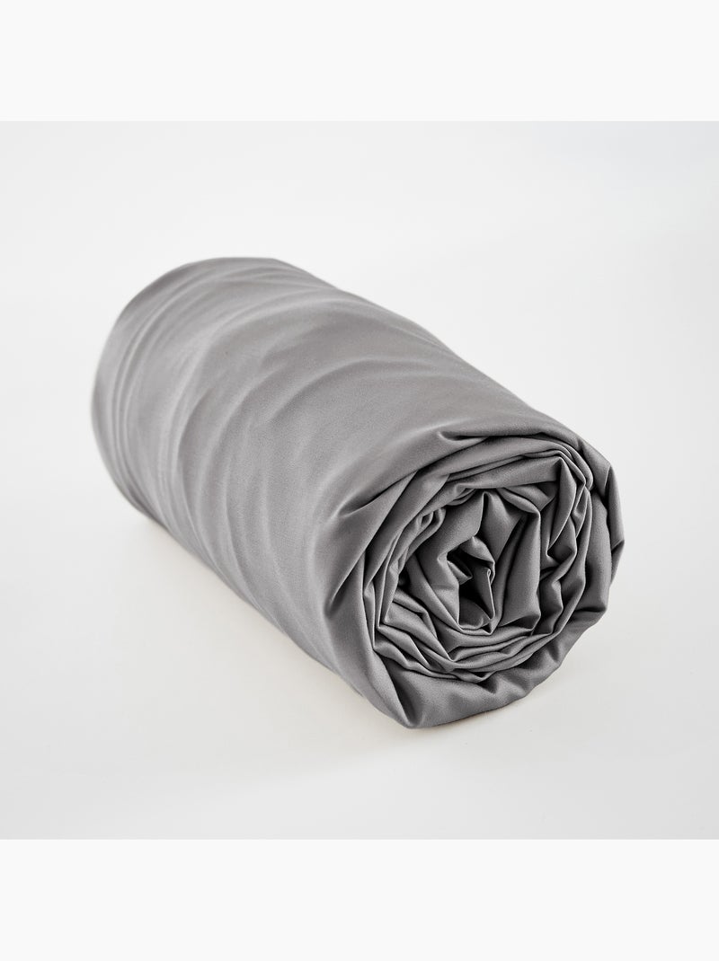 Ensemble drap housse + 2 taies - en satin de bambou - Salomé gris anthracite - Kiabi
