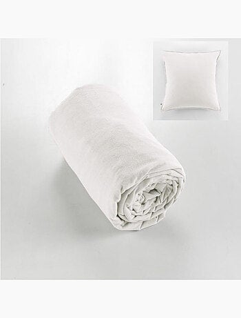 Ensemble drap housse + 2 taies - Flanelle chaude et douce - Candice