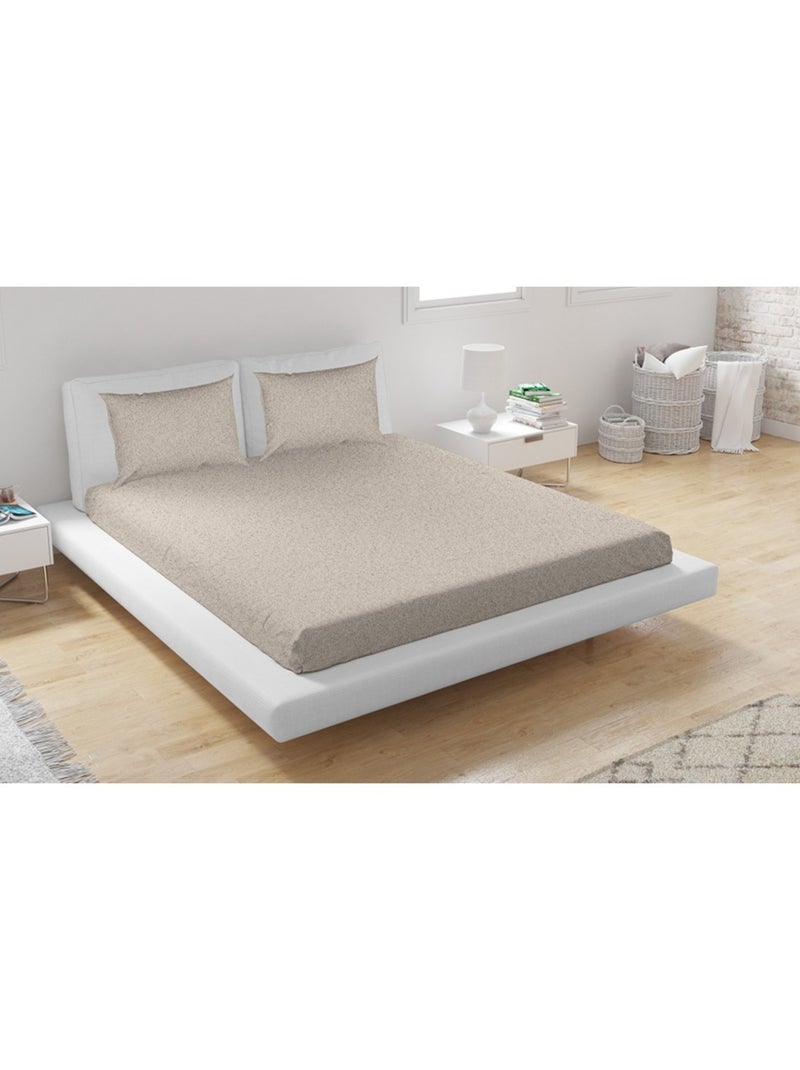 Ensemble drap housse + Taie d'oreiller Beige - Kiabi