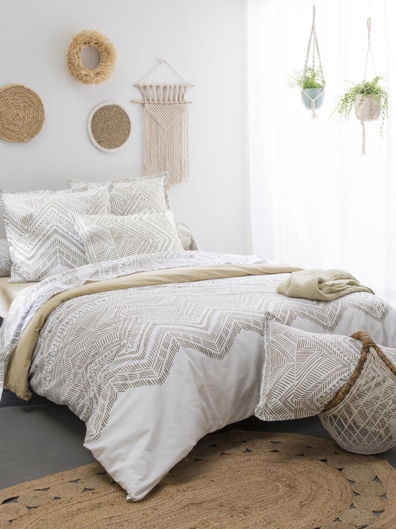 Ensemble drap plat et 2 taies imprimé Ramatuelle Beige clair - Kiabi