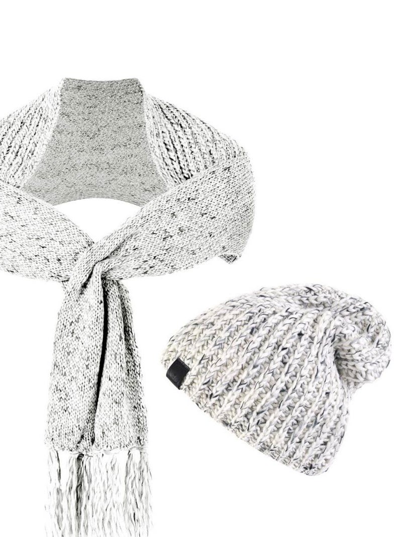 Ensemble Echarpe Bonnet Cabra - Made in UE Blanc - Kiabi