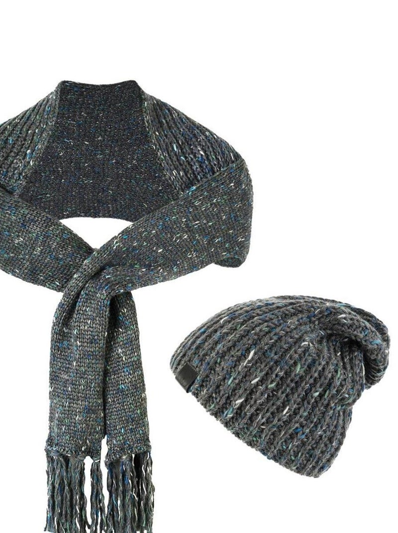 Ensemble Echarpe Bonnet Cabra - Made in UE Gris foncé - Kiabi