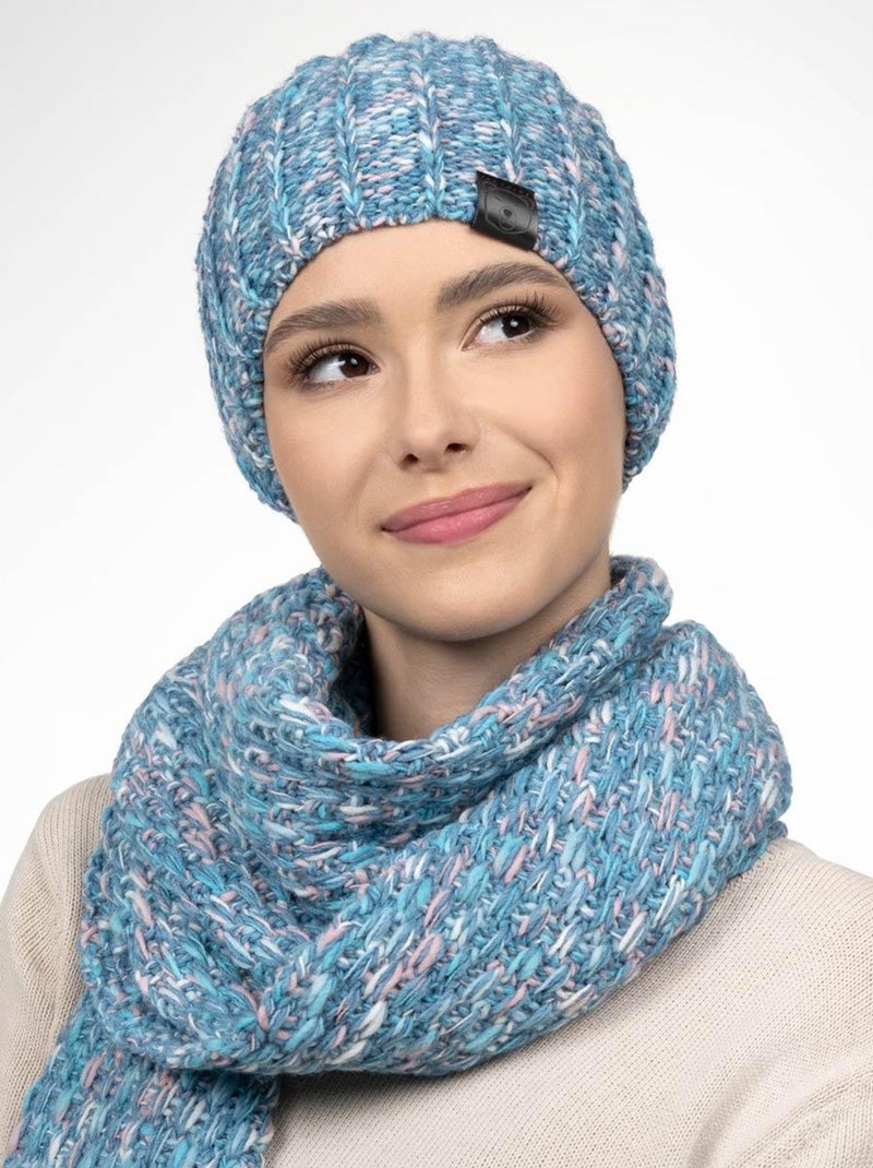 Ensemble Echarpe Bonnet Celti - Made in UE Bleu ciel - Kiabi