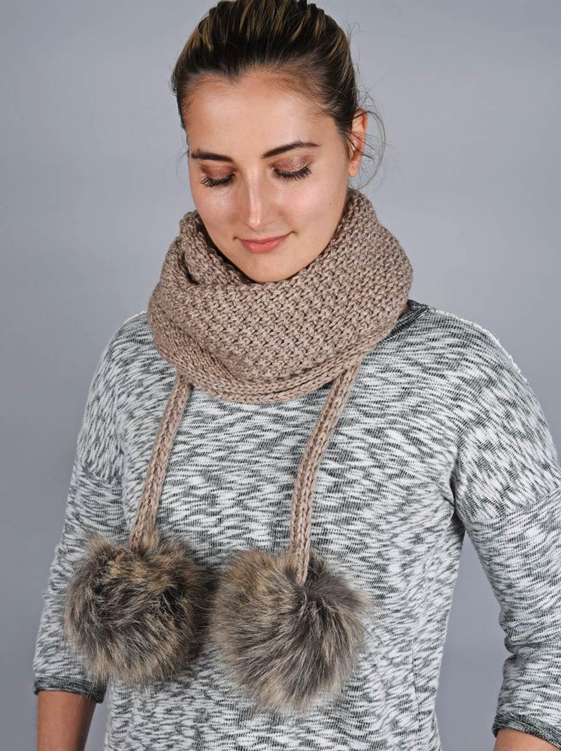 Ensemble Echarpe Bonnet Layra - Made in UE Marron clair - Kiabi