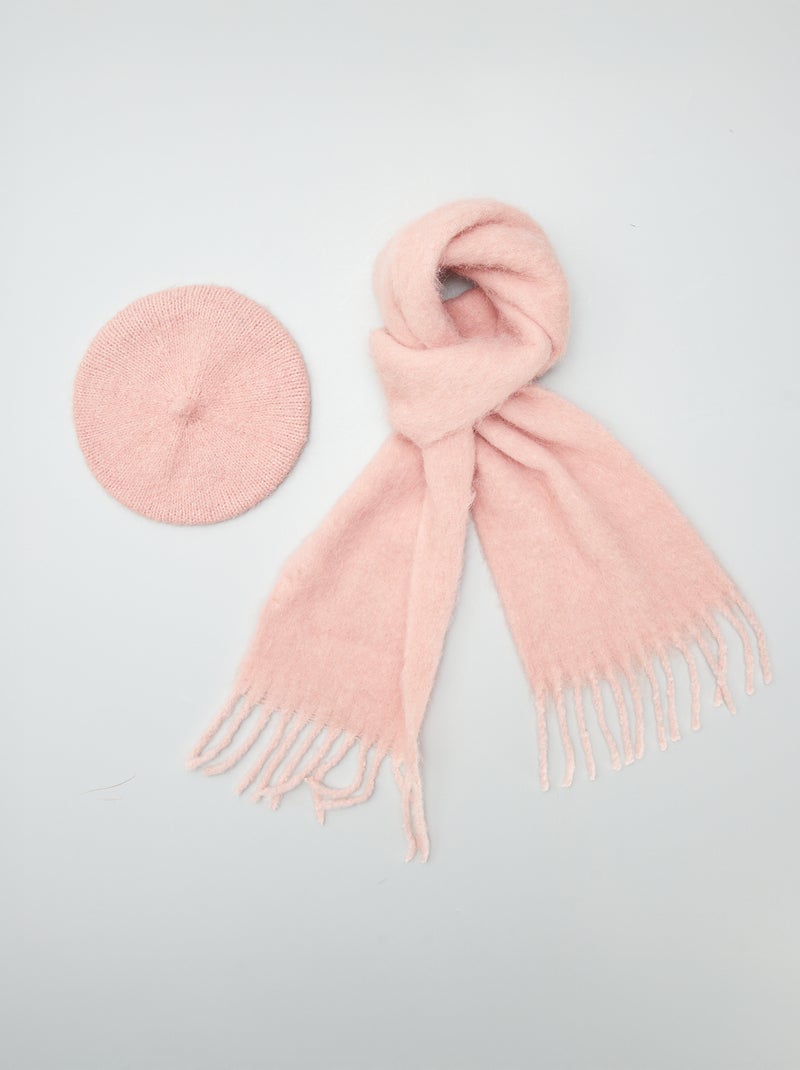 Ensemble écharpe et béret Rose - Kiabi
