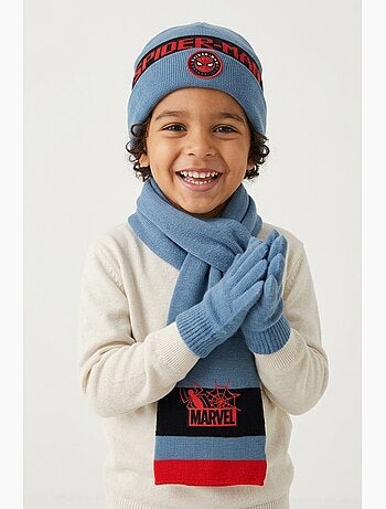 Ensemble écharpe, gants & bonnet garçon spiderman - licence officielle