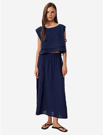 Ensemble en coton avec blouse sans manches et jupe large istanbul