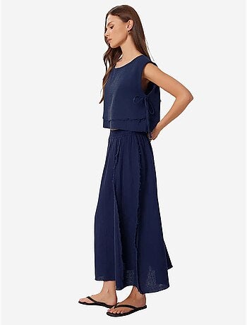 Ensemble en coton avec blouse sans manches et jupe large istanbul