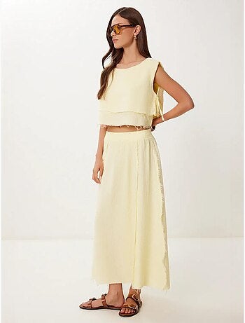 Ensemble en coton avec blouse sans manches et jupe large istanbul