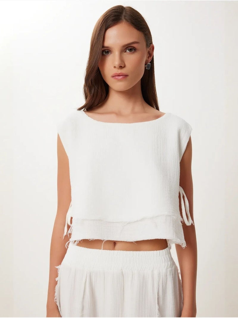 Ensemble en coton avec blouse sans manches et jupe large istanbul Ivoire - Kiabi