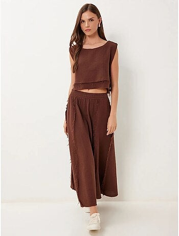 Ensemble en coton avec blouse sans manches et jupe large istanbul