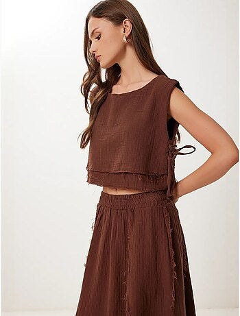 Ensemble en coton avec blouse sans manches et jupe large istanbul