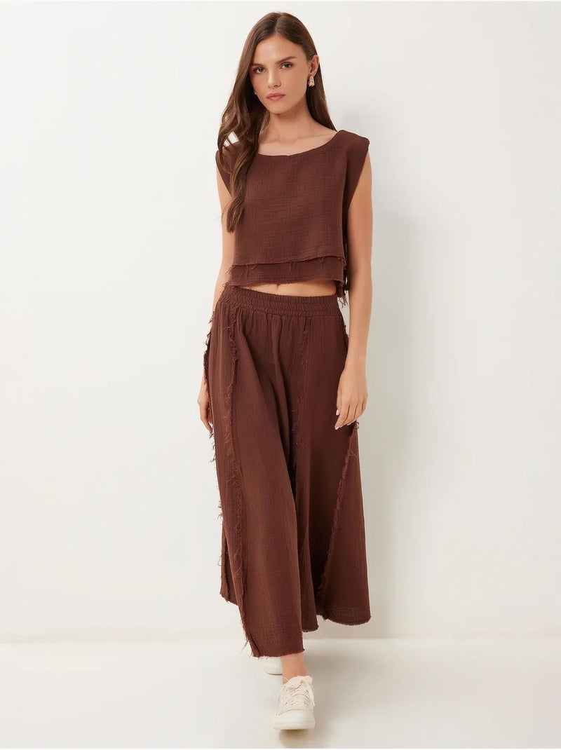 Ensemble en coton avec blouse sans manches et jupe large istanbul Marron - Kiabi
