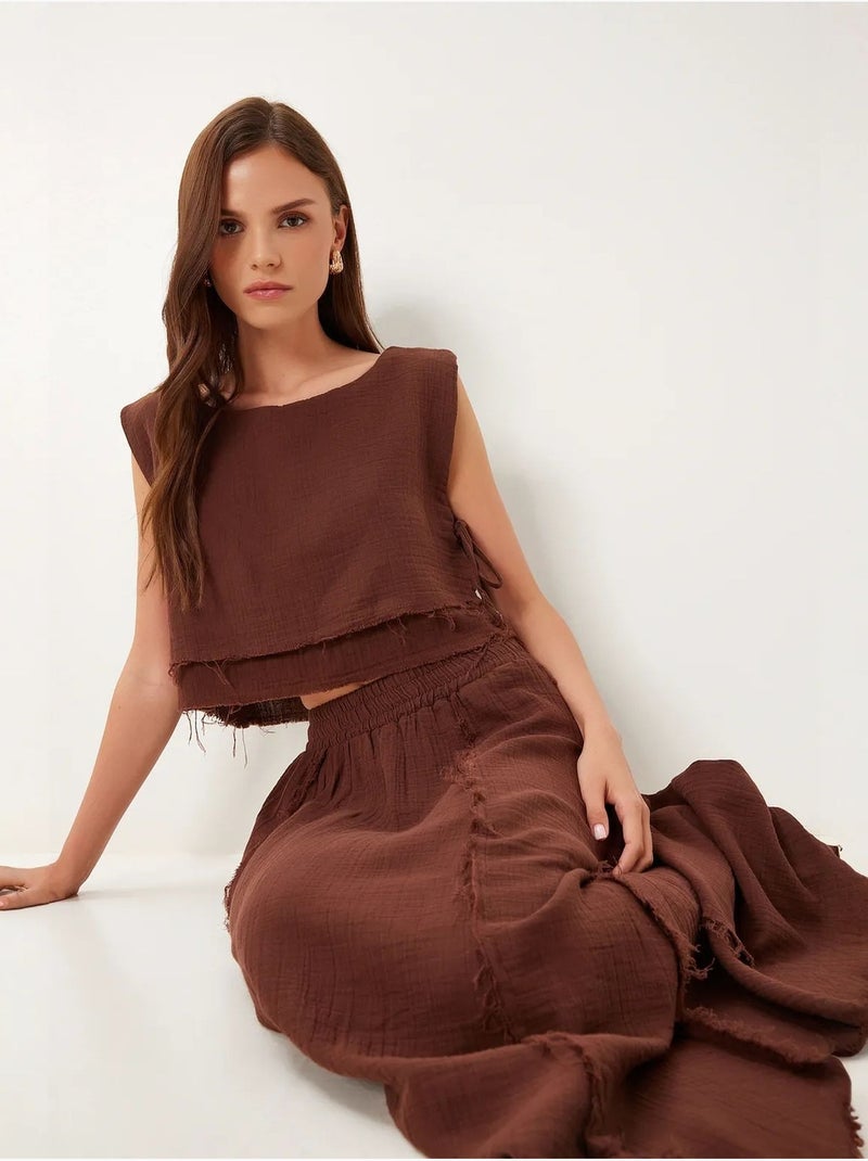 Ensemble en coton avec blouse sans manches et jupe large istanbul Marron - Kiabi