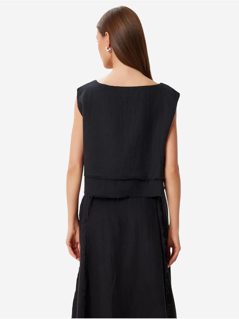 Ensemble en coton avec blouse sans manches et jupe large istanbul Noir - Kiabi