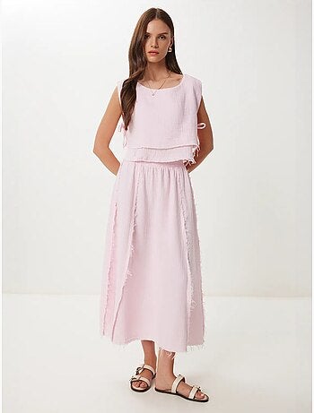 Ensemble en coton avec blouse sans manches et jupe large istanbul