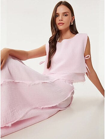 Ensemble en coton avec blouse sans manches et jupe large istanbul
