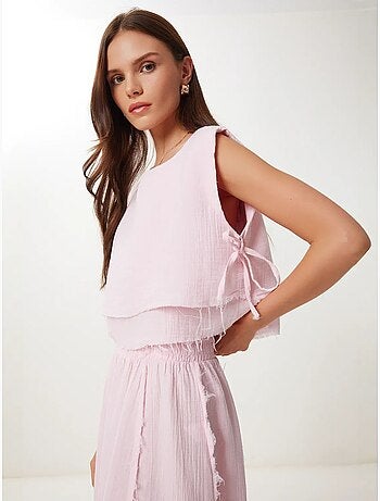 Ensemble en coton avec blouse sans manches et jupe large istanbul