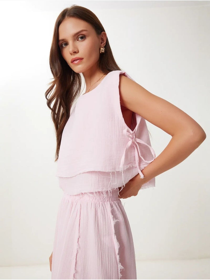Ensemble en coton avec blouse sans manches et jupe large istanbul Rose clair - Kiabi