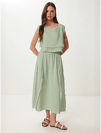 Ensemble en coton avec blouse sans manches et jupe large istanbul