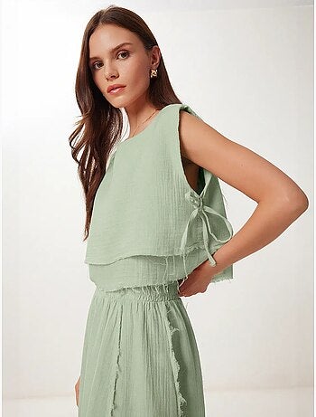 Ensemble en coton avec blouse sans manches et jupe large istanbul