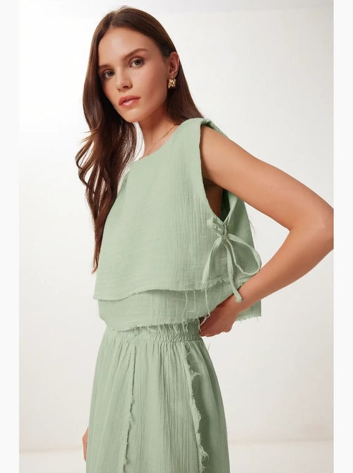 Ensemble en coton avec blouse sans manches et jupe large istanbul - Kiabi Ensemble en coton avec blouse sans manches et jupe large istanbul - Kiabi