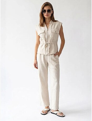 Ensemble en coton avec gilet sans manches et pantalon large mixray