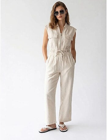 Ensemble en coton avec gilet sans manches et pantalon large mixray