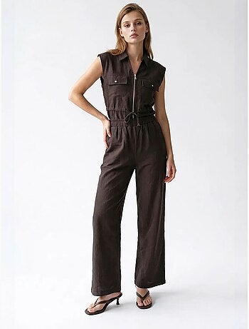 Ensemble en coton avec gilet sans manches et pantalon large mixray
