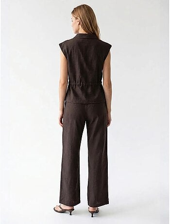 Ensemble en coton avec gilet sans manches et pantalon large mixray