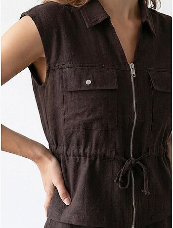 Ensemble en coton avec gilet sans manches et pantalon large mixray