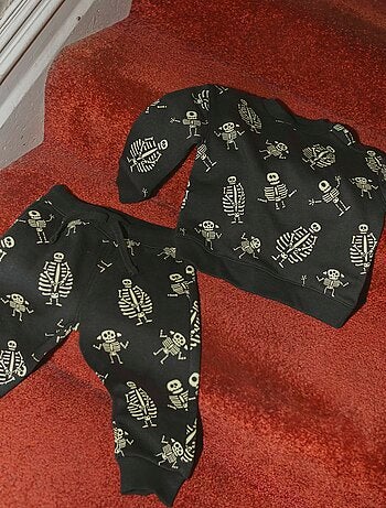 Ensemble en coton peigné à motif qui brille dans le noir