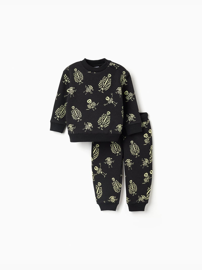 Ensemble en coton peigné à motif qui brille dans le noir Noir - Kiabi