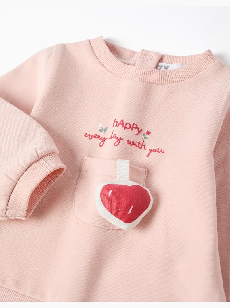 Ensemble en coton peigné avec cœur 3d Rose - Kiabi