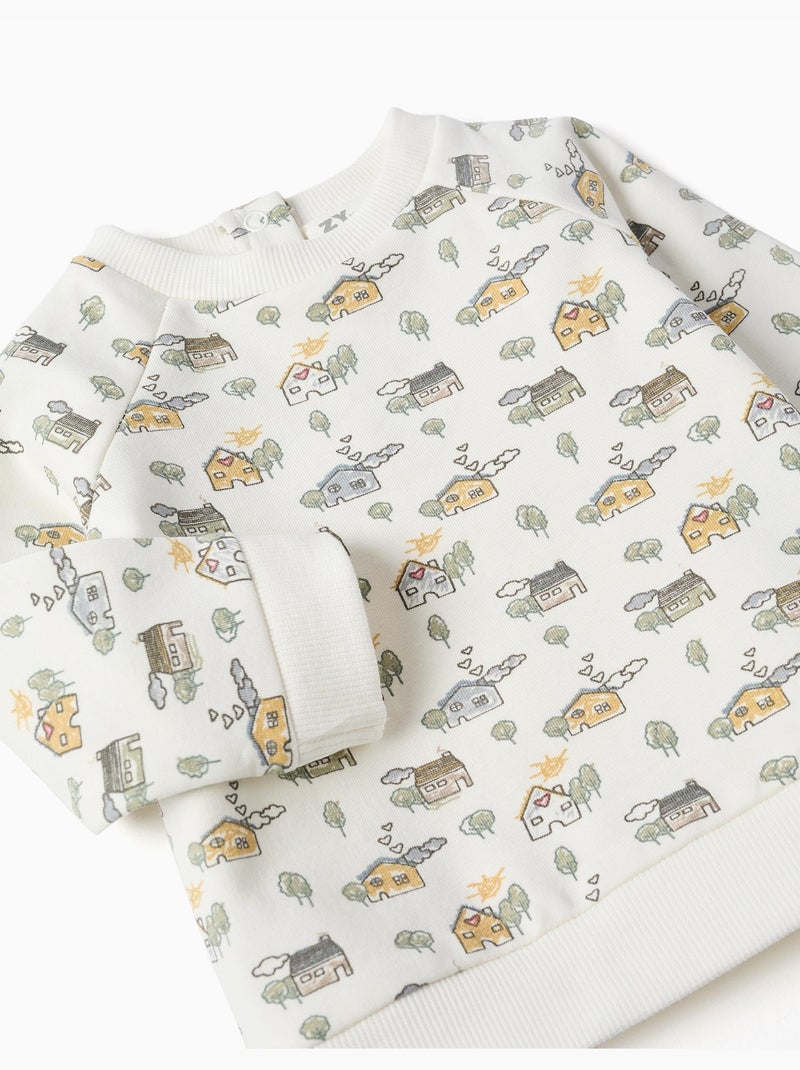 Ensemble en coton peigné avec motif maison et arbre Blanc - Kiabi