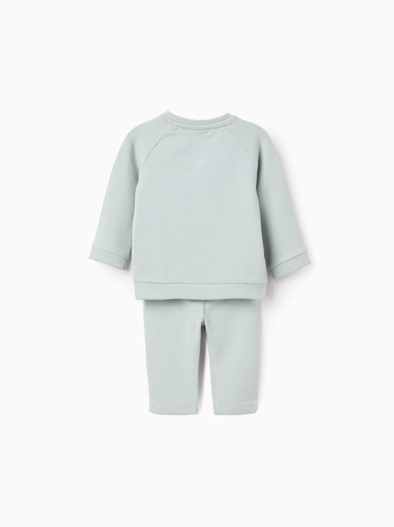 Ensemble en coton peigné de sweat + pantalon Bleu clair - Kiabi