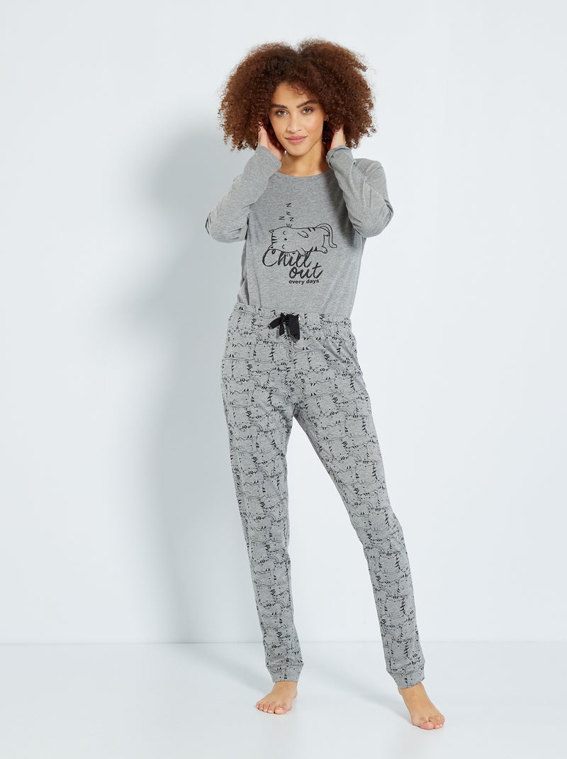 Ensemble en jersey - 2 pièces gris chiné foncé - Kiabi