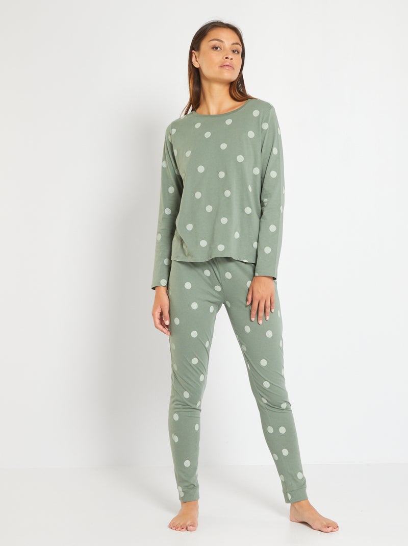 Ensemble en jersey - 2 pièces vert pois - Kiabi