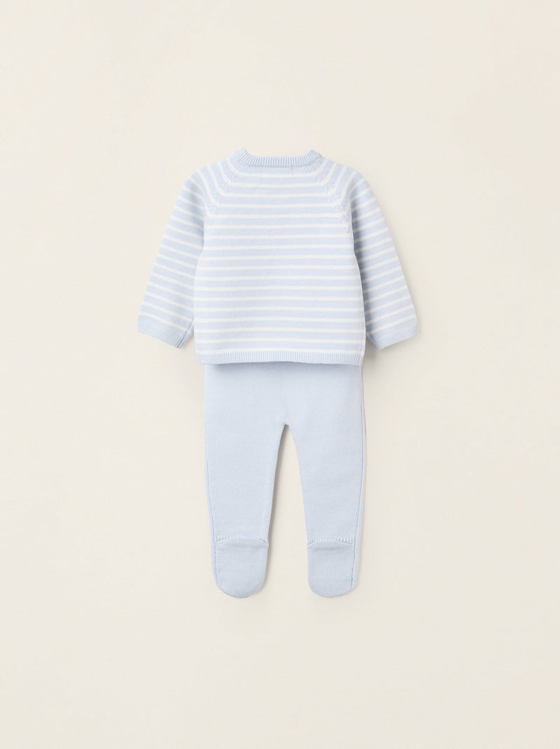 Ensemble en Maille à Rayures Bleu clair - Kiabi