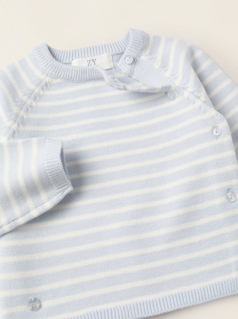 Ensemble en Maille à Rayures Bleu clair - Kiabi