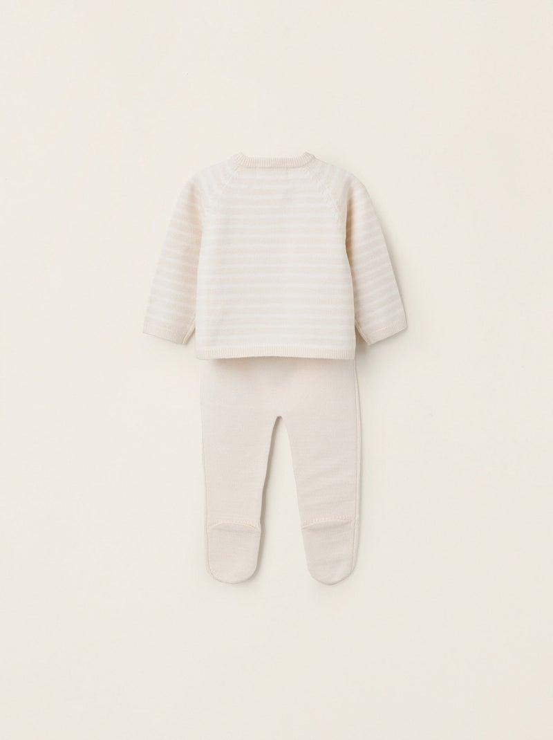 Ensemble en Maille à Rayures Gris clair - Kiabi