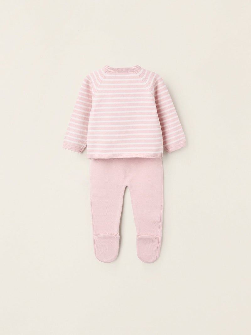 Ensemble en Maille à Rayures Rose - Kiabi